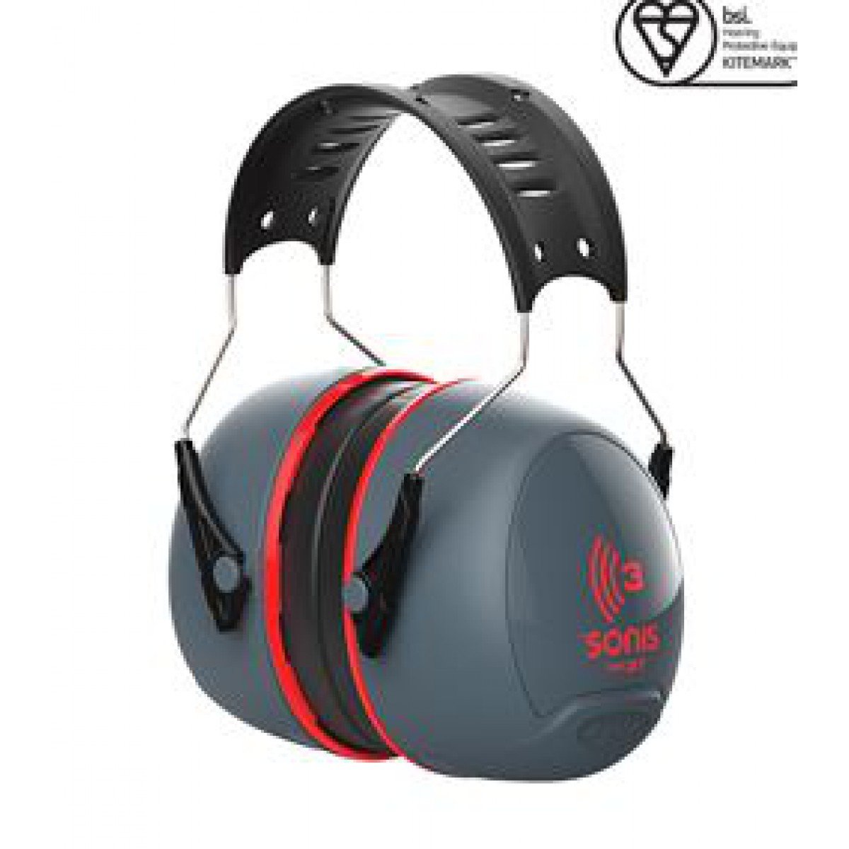 Sonis®3 Ear Defenders With Over Moulded Headband Dark Grey Cup/E