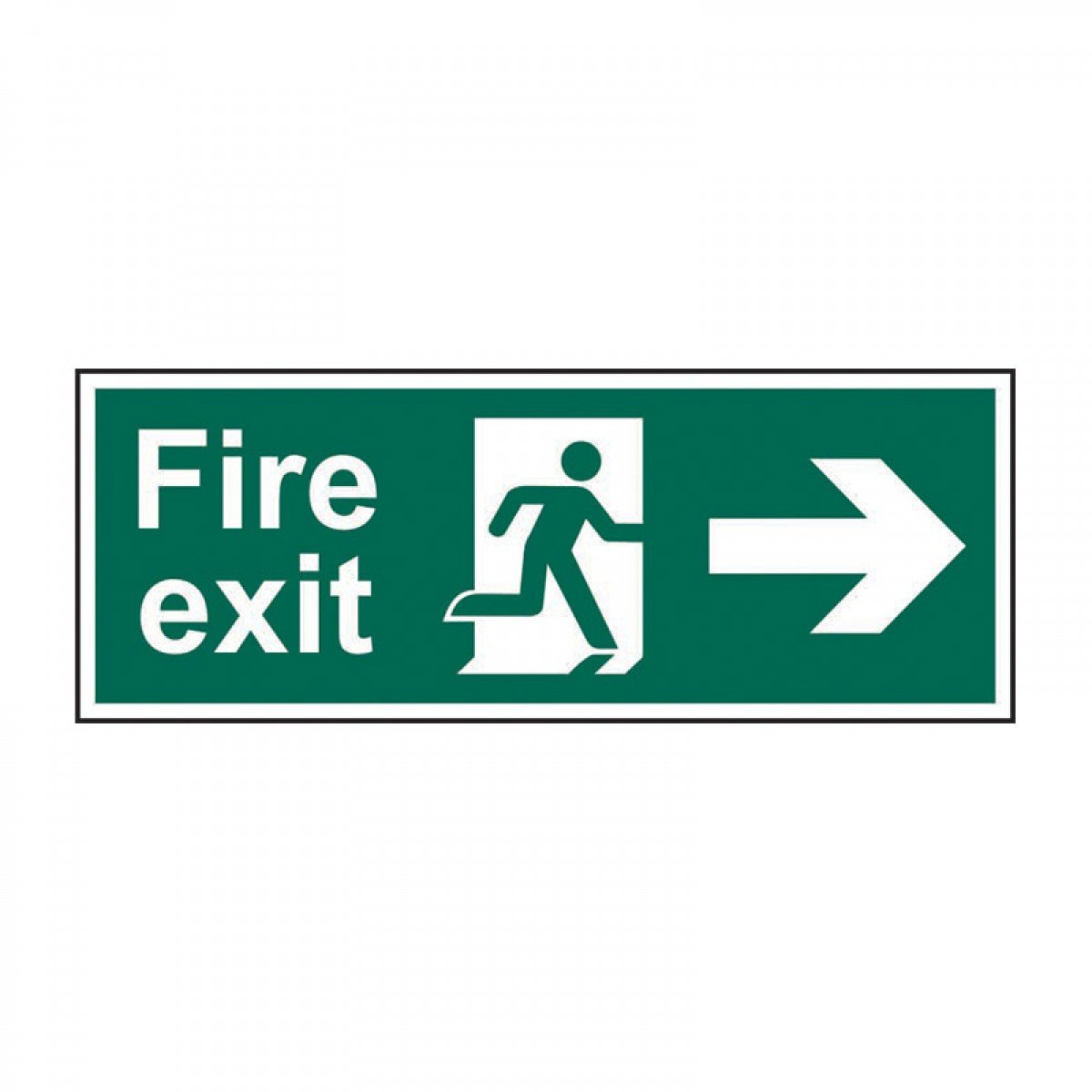 Fire Exit(Man Arrow Right) Sign, Green/White 400mmx150mm