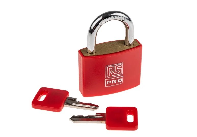 RS PRO All Weather Brass Padlock Red 43mm